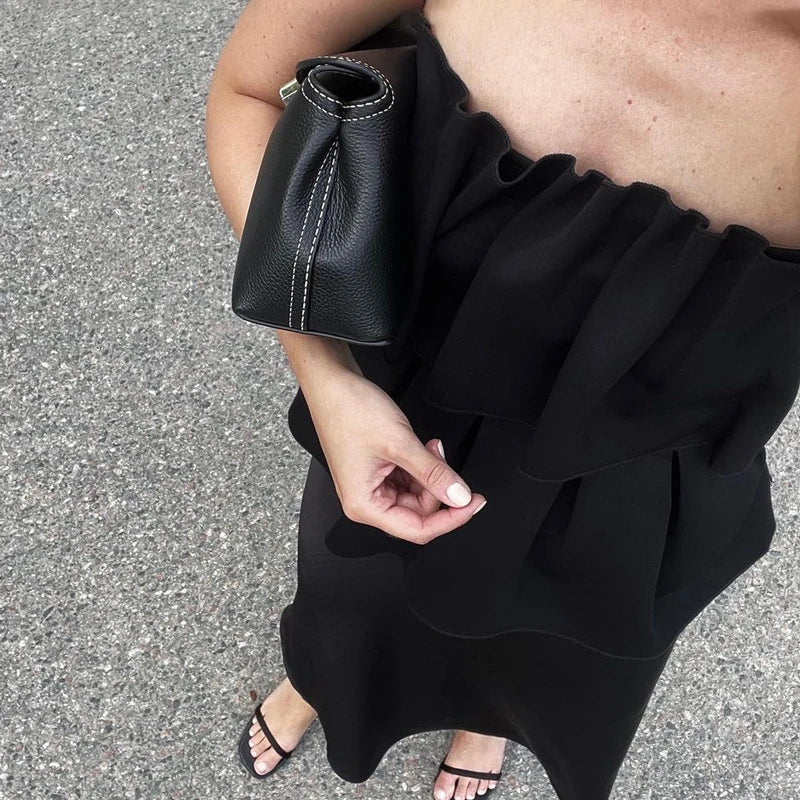 maoxiangshop  -  Solid Folds Tank Top Women Autumn Slim Sleeveless Cute Tops Women's Club Sexy Low Cut Street Fashion Femme Clothing