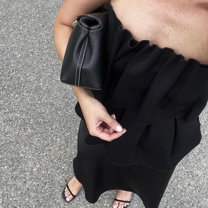 maoxiangshop  -  Solid Folds Tank Top Women Autumn Slim Sleeveless Cute Tops Women's Club Sexy Low Cut Street Fashion Femme Clothing