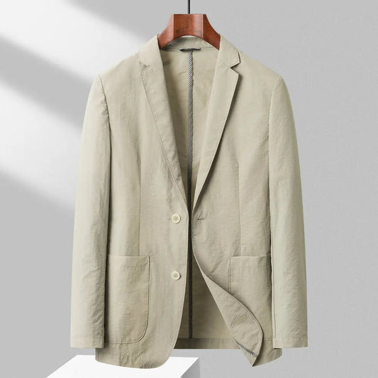 maoxiangshop 2024 Spring Summer Men Casual Blazers Khaki White Navy Black Suit Coats Thin Nylon Cotton Blend Fabric Outfits Everyday Clothes