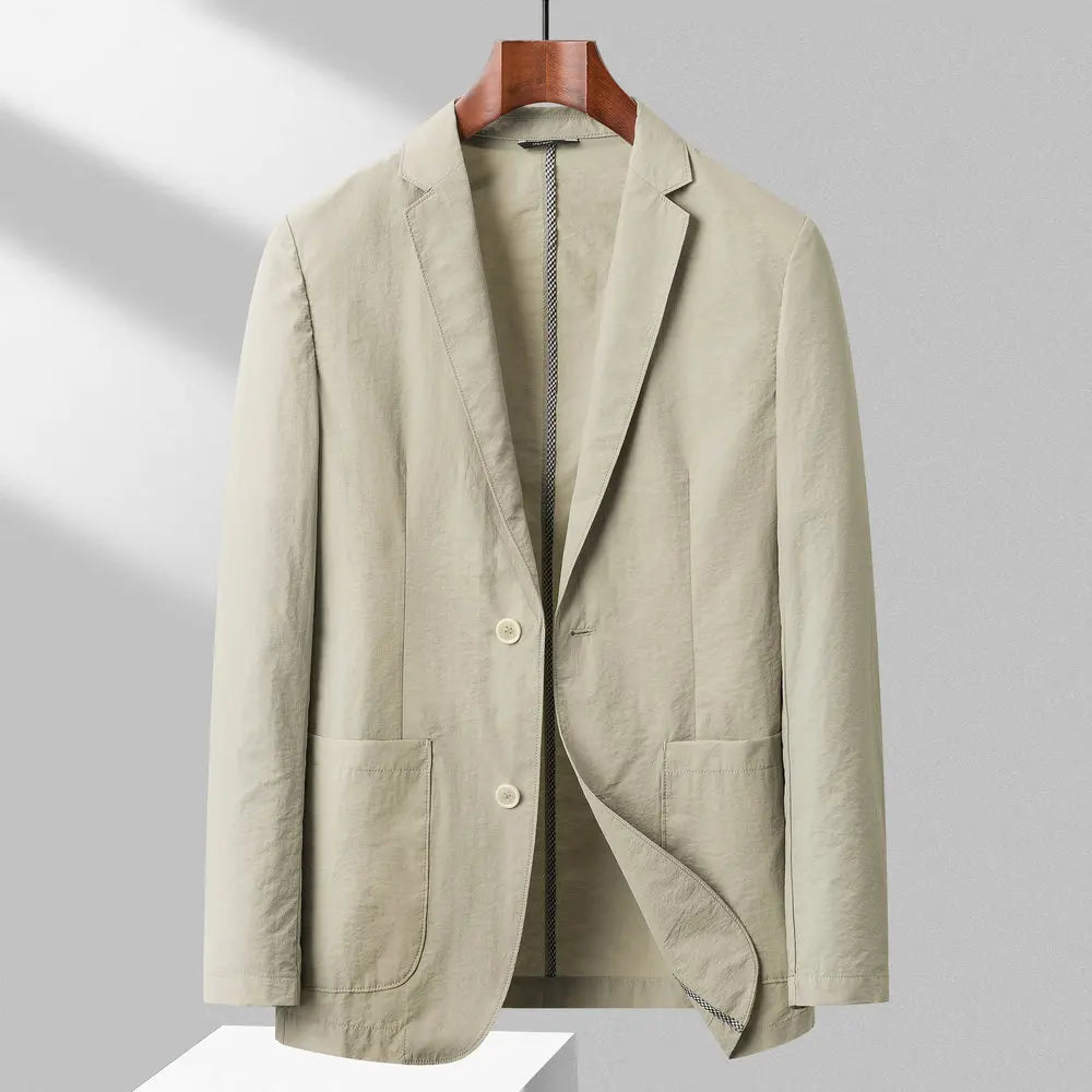 maoxiangshop 2024 Spring Summer Men Casual Blazers Khaki White Navy Black Suit Coats Thin Nylon Cotton Blend Fabric Outfits Everyday Clothes