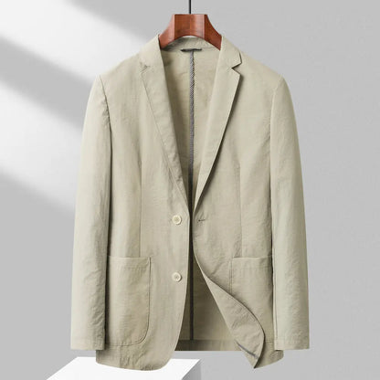 maoxiangshop 2024 Spring Summer Men Casual Blazers Khaki White Navy Black Suit Coats Thin Nylon Cotton Blend Fabric Outfits Everyday Clothes
