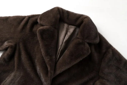 maoxiangshop  -  2024 Winter Luxury Faux Mink Fur Coat Women Iconic Brand Long Outerwear Jacket Crystal Hooks Street Style Warm Overcoat