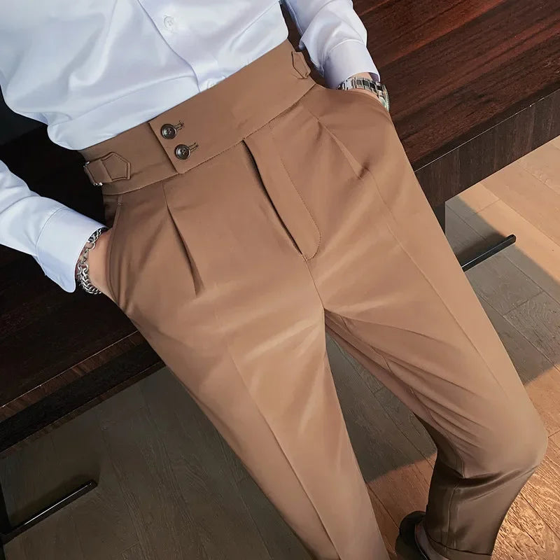 maoxiangshop Men Suit Pants New British Style Business Casual Solid Slim Fit Straight Dress Pants for Men Formal Trousers Men Clothing