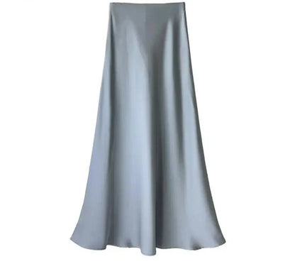 maoxiangshop  -  Luxury Satin Fish Tail Skirts For Women Summer Solid Color Fashion Traceless Waist Long Skirt Elegant Wrap Skirt Spring Autumn