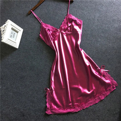 Lace Patchwork Camisola Lingerie Nighty Wedding Silk Dress 2022 Sleep Wear Nightdress Clothes Women Nightgowns Sexy Nightwear