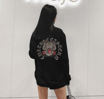 maoxiangshop Drop shipping Autumn and winter long sleeve hoodies fashion loose  pattern round neck top clothes for young girls