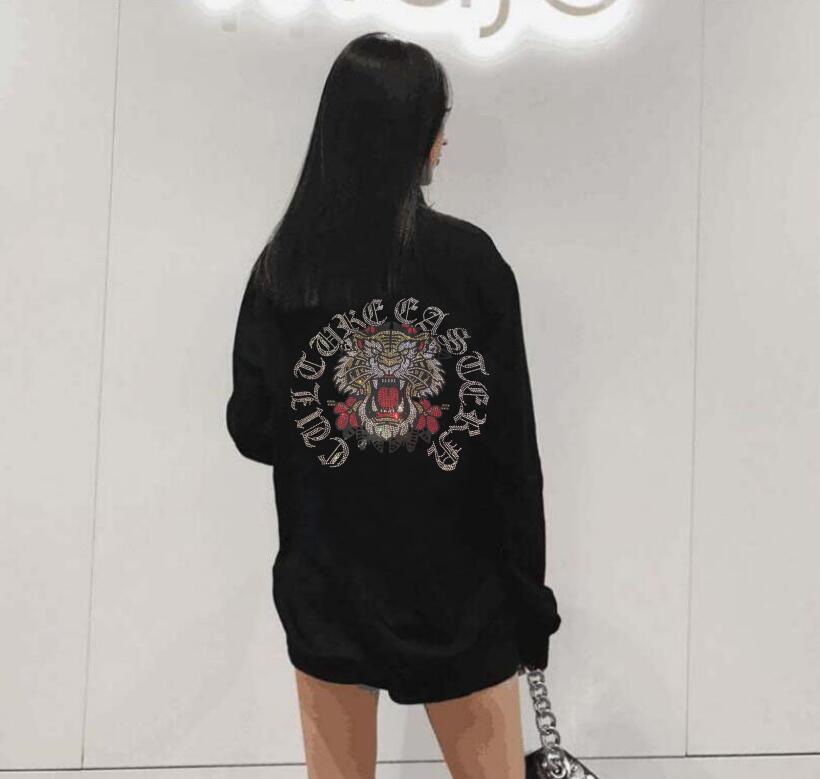 maoxiangshop Drop shipping Autumn and winter long sleeve hoodies fashion loose  pattern round neck top clothes for young girls