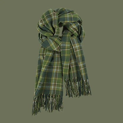 maoxiangshop New Imitation Cashmere Women Scarf Winter Preppy Style Vintage Plaid Scarve Pashmina Mujer Foulard Blanket Wrap Shawl Pareo