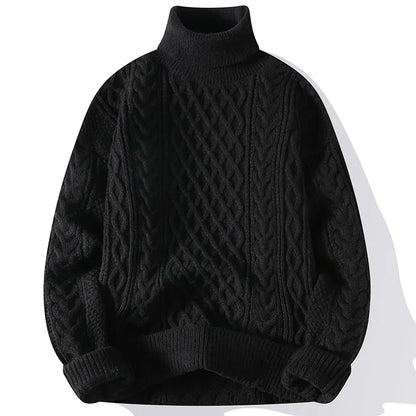 maoxiangshop High Quality Mens Turtleneck Sweaters Pullover Solid Color Knitted Sweater Men Casual Pullovers Autumn Winter Warm Knitwear Man