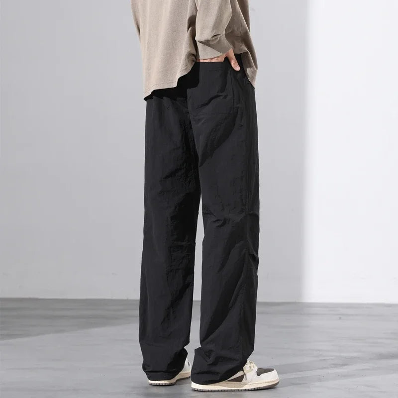 maoxiangshop Parachute Pants for Men's Summer Slim American Loose Fitting Straight Tube Workwear Casual Pants