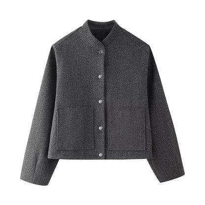 maoxiangshop  -  Elegant Solid Wool Mixtures Women Winter Coats Fashion One Button O-neck Warm Lady Jacket 2024 New Long Sleeve All-match Outwear