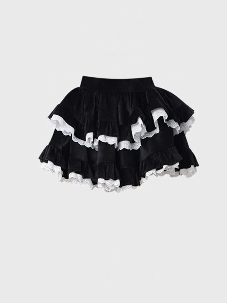 Fall Women Dark Academia Lace Halter Top Gyaru Coquette Girl Crop Top Kpop T-Shirts Ballet Core 2000s Hot Sexy Goth Korean Chic
