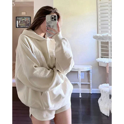 maoxiangshop MEXZT Streetwear Letter Print Hoodies Women Plus Fleece Thick Sweatshirt Harajuku Korean Oversized Casual Plush Pullovers Tops