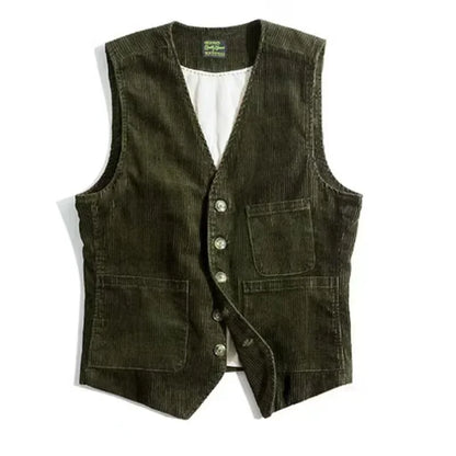 maoxiangshop New Men's Retro Tooling Waistcoat Corduroy Vests Fashion Casual Versatile Vest Jackets V-Neck Gentleman Business Men's Tank Tops