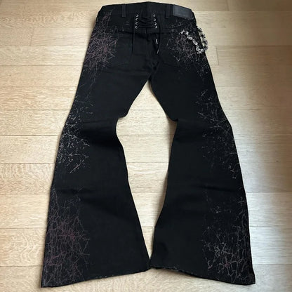 maoxiangshop  -  Harajuku Gothic fun pattern print design high waist jeans for women Y2K autumn and winter aesthetic trend couple baggy sweatpant