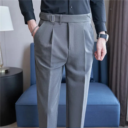 maoxiangshop Men Suit Pants Trousers Autumn New British Style Stretch Slim Formal Pantalone Hombre Solid Casual Dress Pants Men Clothing