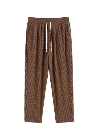 maoxiangshop Men's Two Piece Set Solid Polar Fleece Turn-down Collar Long Sleeves Shirt with Drawstring Straight Pants Set Z5107952
