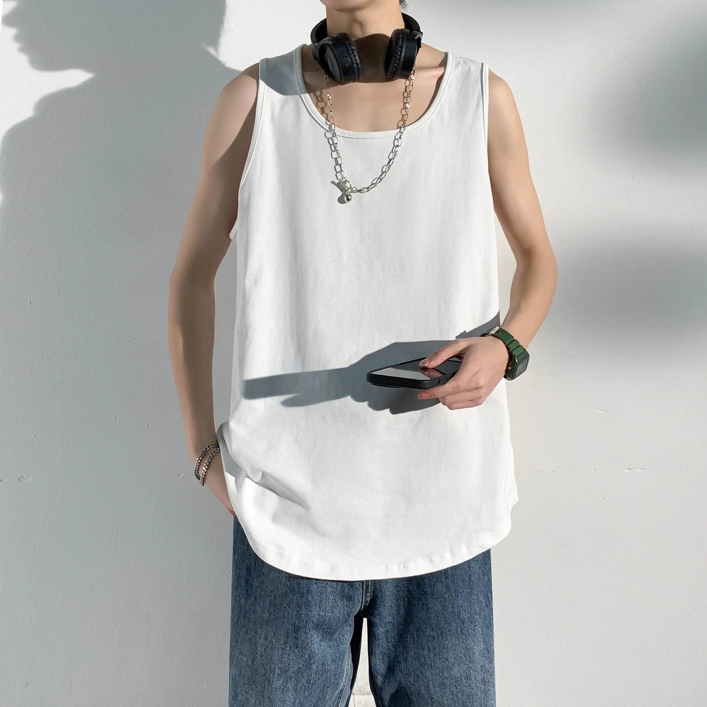 maoxiangshop Summer Men Solid Vest Tank Top Sleeveless T Shirts O-neck Undershirts Breathable Sport Bodybuilding Fitness Muscle Clothes