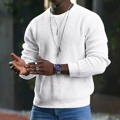 maoxiangshop Pure Color Waffle The Hood Sweater Men's Spring and Autumn New Sports Fashion White Black Casual Loose Turtleneck