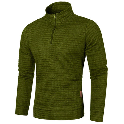 maoxiangshop Autum Men's Solid Color Sweatshirt New Oversize Half Zipper Pullover Warm Sweater Jogger Sport Tops