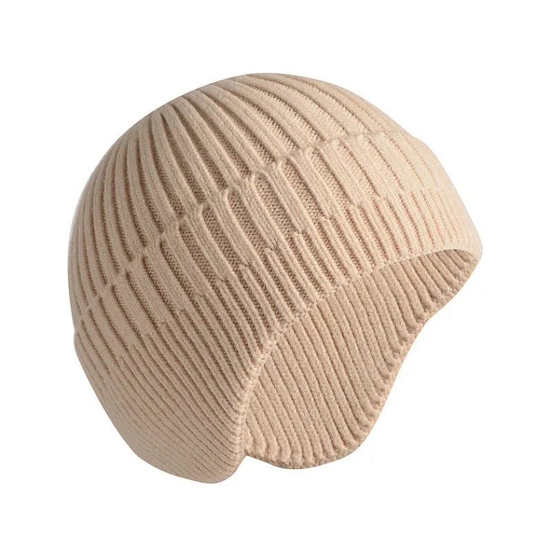 maoxiangshop Solid Knitted Hat Winter Imitation Rabbit Fleece Hats for Men Warm Ear Caps Autumn Beanie Hat Men's Winter Cap