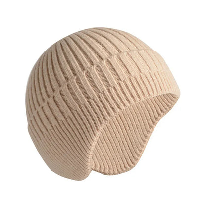 maoxiangshop Solid Knitted Hat Winter Imitation Rabbit Fleece Hats for Men Warm Ear Caps Autumn Beanie Hat Men's Winter Cap