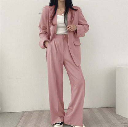 maoxiangshopWomen Suit Jacket Trousers Set Full Sleeve Single Breasted Pants Solid Elegant Suit Commuter Coat Autumn Winter Clothing