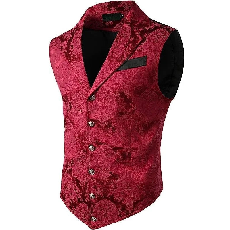 maoxiangshop Jacket Gotinc Mens Victorian Suit Vest Steampunk Gothic Waistcoat Men's Casual Vest Stage Performance Costume Wed Evening Dress