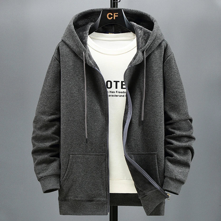 maoxiangshop Plus Size 10XL 12XL Hoodie Men Autumn Winter Fleece Hoodies Solid Color Jacket Hoodies Big Size 12XL Blue Black Red Grey