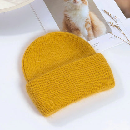 maoxiangshop Winter Hat Real Rabbit Fur Winter Hats For Women Fashion Warm Beanie Hats Women Solid Adult Cover Head Cap