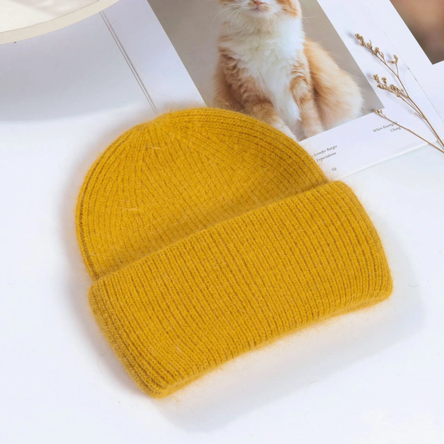 maoxiangshop Winter Hat Real Rabbit Fur Winter Hats For Women Fashion Warm Beanie Hats Women Solid Adult Cover Head Cap