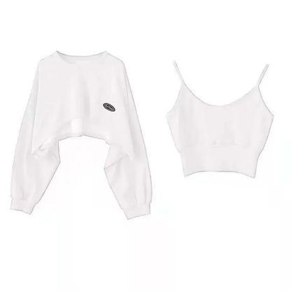maoxiangshopWomen's Short Thin Sweatshirt Long Sleeve Crew Neck Casual Top Blouse Daily Casual Two-piece Simple Style Wholesale
