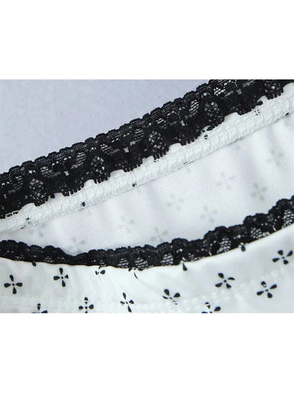 maoxiangshop  -  Summer Ladies Elegant Black Print Holiday Style Straight Skirt Cute Lace Patchwork Waist Bow Slim White Long Skirts