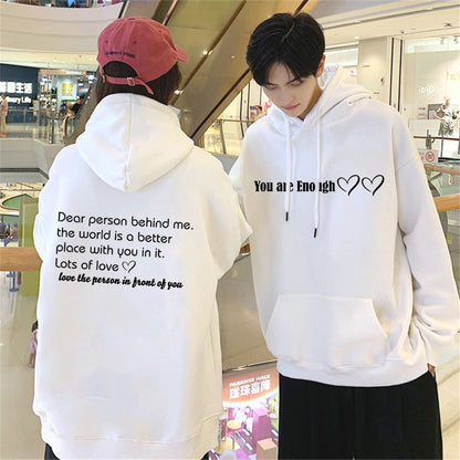 maoxiangshop 600g Cotton Top Quality Autumn Winter Fleece Long Sleeve Pullovers Dear Person Behind Me Hoodie Couple Family Love Romantic Gift