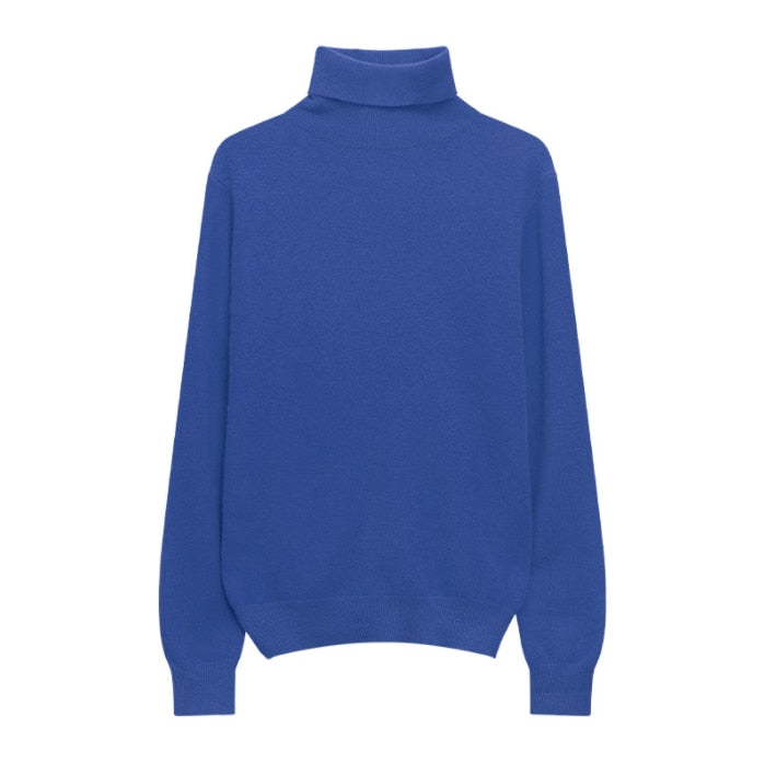 maoxiangshop Winter High Quality Wwomen's Wool Sweater Solid Color High-neck Pullover Long-sleeved Knit Top