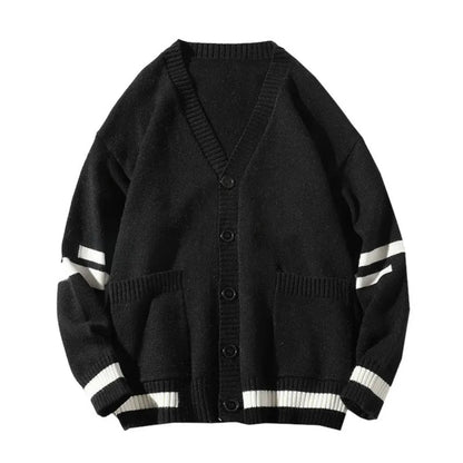maoxiangshop Autumn and Winter Cardigan Sweater Men Ins Hong Kong Wind Loose Lazy Wind V-neck Sweater Korean Version of the Trend Everything