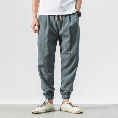maoxiangshop Cotton Linen Casual Harem Pants Men Joggers Man Summer Trousers Male Chinese Style Baggy Pants Harajuku Clothe