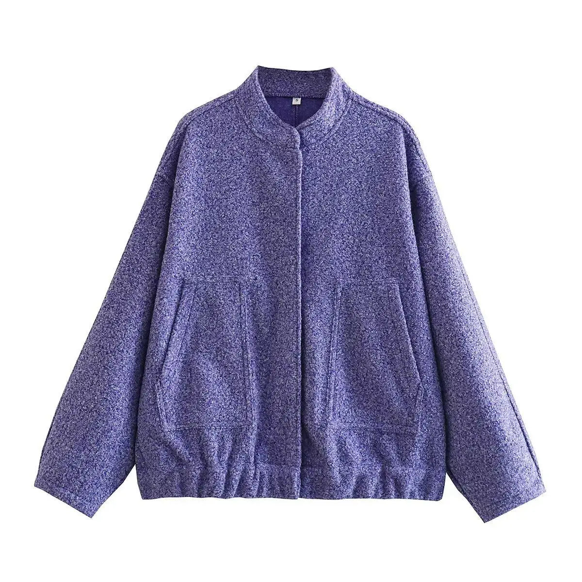 maoxiangshop -  Solid Bombers Jackets Coat For Women Loose Long Sleeve With Button Outwear Tops Autumn Fashion Casual Female Pocket Jacket