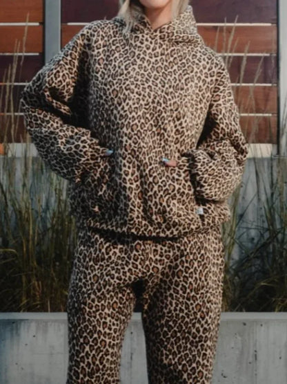 maoxiangshop Y2k Leopard Print Vintage Hoodies Women American Retro Fashion Streetwear Hiphop Oversized Hooded Sweatshirt Autumn