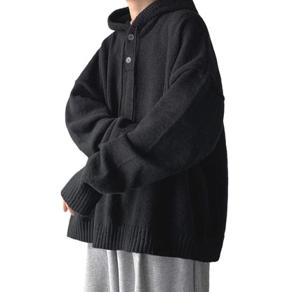 maoxiangshop Men Pullover Hoodie Korean Style Classic Solid Color Casual Hoodies Oversized Loose Hooded Knitwear Mens Knitted Pullovers