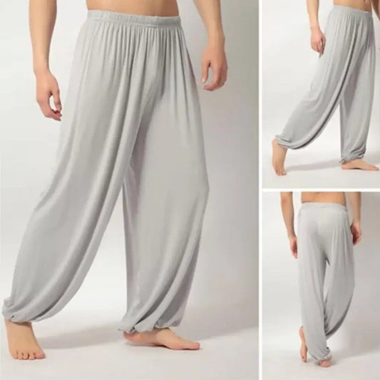 maoxiangshop Pure Color Loose Straight Pants Men Sweatpants Modal Casual Spring Long Trousers Men Sports Yoga Pants Trendy Dance Clothing