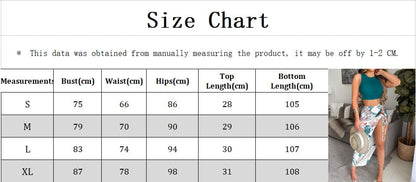 maoxiangshop Summer Beach Style Sexy Drawstring Ruched Top & Floral Print High Slit Skirt Set Women Tank Tops Midi Dress Daily Wear