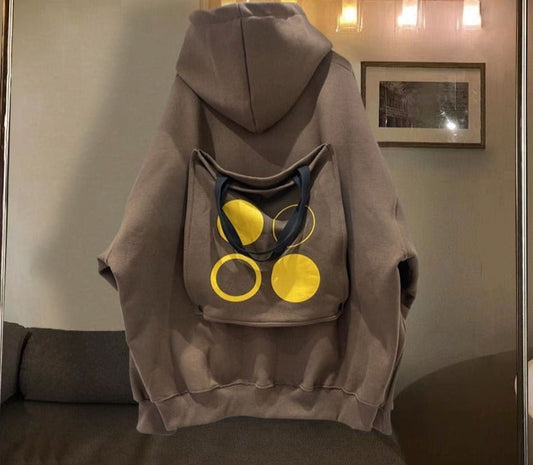 maoxiangshop High Body Weight Reticule Patchwork Hoodie 2022 Women Autumn Korean Super Loose Long Sleeve Comfortable Fashion Solid Color Top