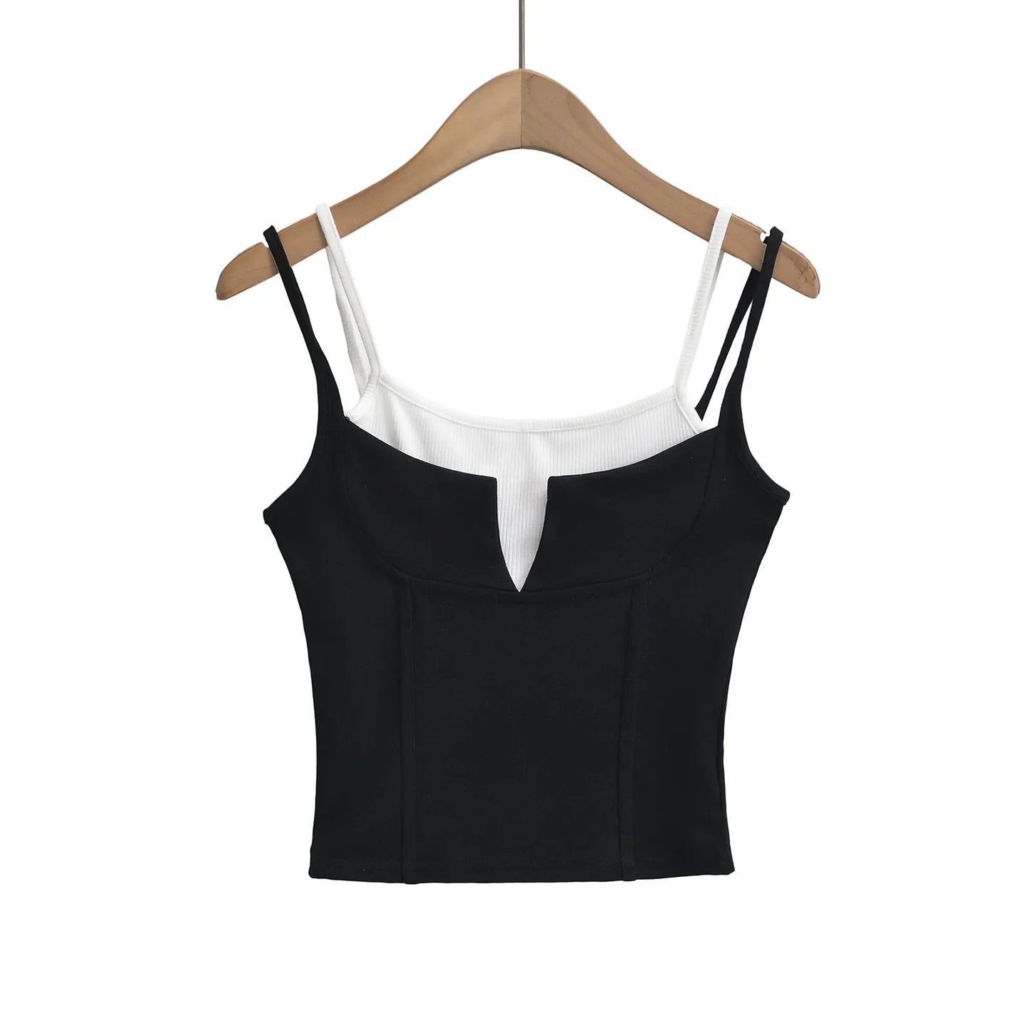 maoxiangshop -  y2k clothes crop top women tanks & camis cute top pink korean fashion tops for women fake 2 pieces black halter top Summer 2024