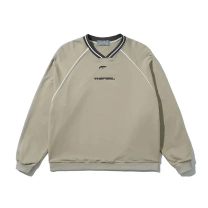 maoxiangshop2 Vintage V Neck Sweatshirt Women Korean Fashion Streetwear Kpop Pullover Casual Harajuku Grunge Cotton Top Autumn Winter