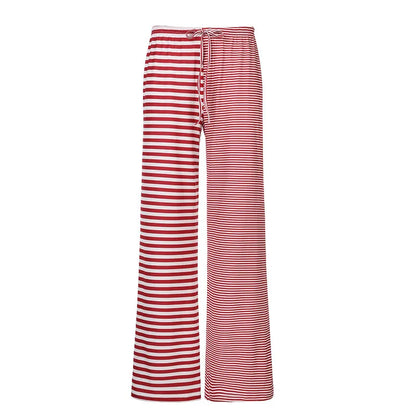 maoxiangshop  -  Y2K American Striped Loose Casual Pants Women Low Rise Lacing Straight Leg Pants Female Autumn Winter Street New Trousers