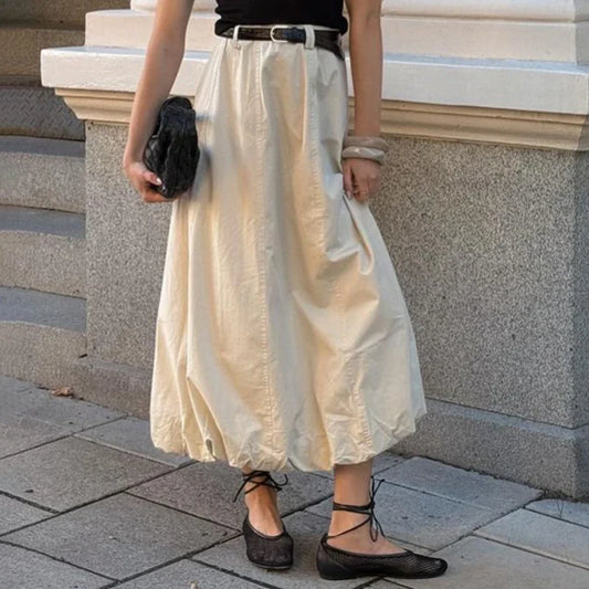 maoxiangshop  -  Fashion High Waist Skirts For Women Solid Colkor Splice Bud Skirt 2024 Autumn New Female Loose Streetwear Midi Skirts