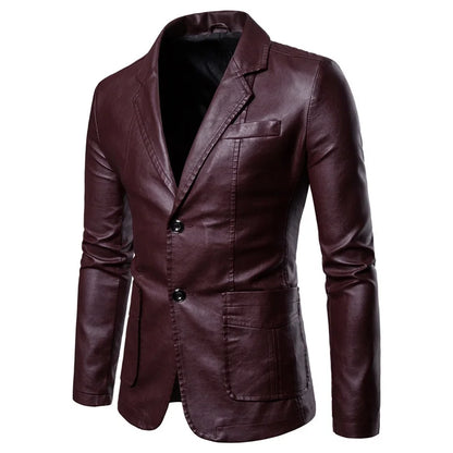 maoxiangshop 2024 Men Slim Autumn New Causal Vintage Leather Jacket Coat Men Design Motorcycle Biker Zipper Pocket PU Leather Jacket Coat