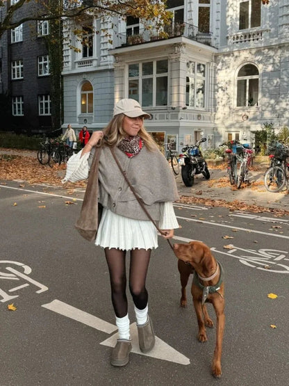 maoxiangshop  -  Chic Knitted Cape Cardigan Women Casual Solid Single-Breasted O-neck Sweaters Female Autumn Loose Versatile Simple Knitwear