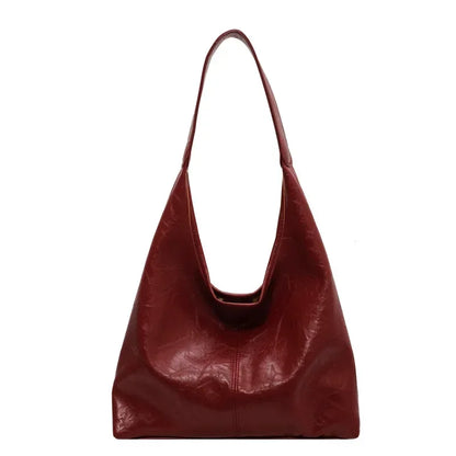 Fashion Red Womens Shoulder Bag Vintage Designer Large Capacity Casual Tote Bag Autumn and Winter Korean Fashion Handbag
